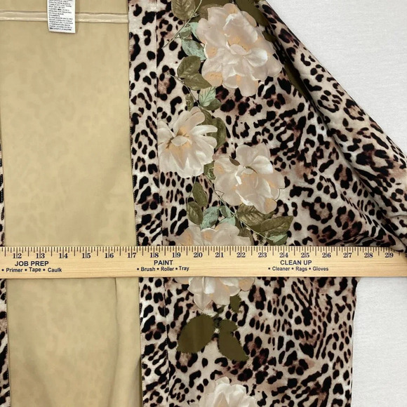 Chico's Brown Leopard Floral Print Open Front Side Slit Kimono Small/Medium - Picture 8 of 11
